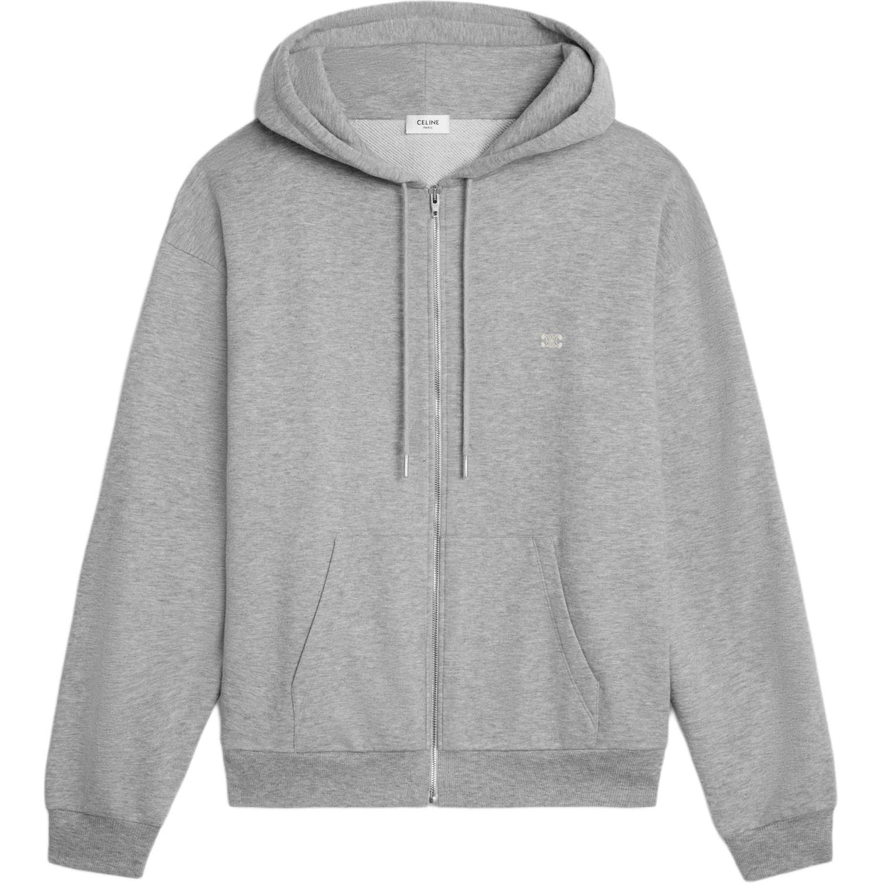 CELINE Triomphe Loose Zipped Hoodie In Cashmere Cotton