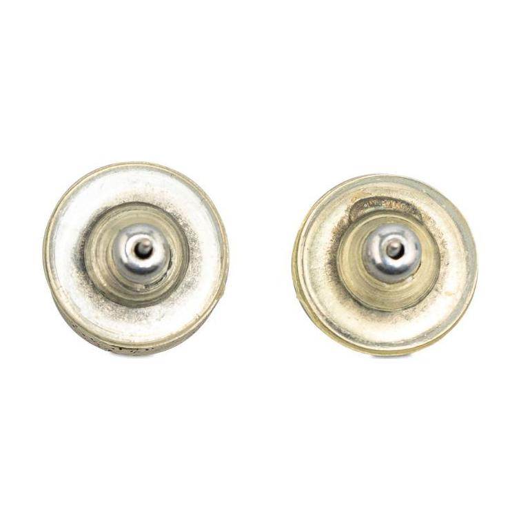 CHANEL 2000 Silver Cc Logo Push Back Costume Earrings
