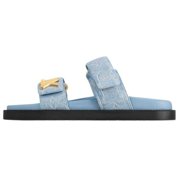 LOUIS VUITTON Sunset Painted Series Slide Slippers Women's Blue
