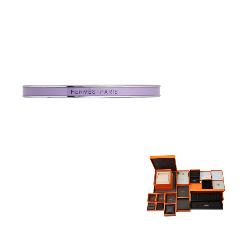HERMES Enamel Palladium Plated Metal Bangles Unisex Purple
