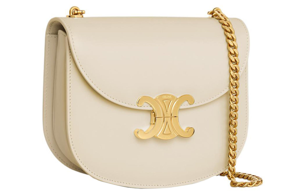 CELINE BesaceTriomphe Cow Leather Crossbody Bag, Shoulder Bag Women's Grassland Green