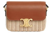 CELINE Plant Material With Natural Cow Leather Shoulder Bag, Crossbody Bag Women's Natural & Tan