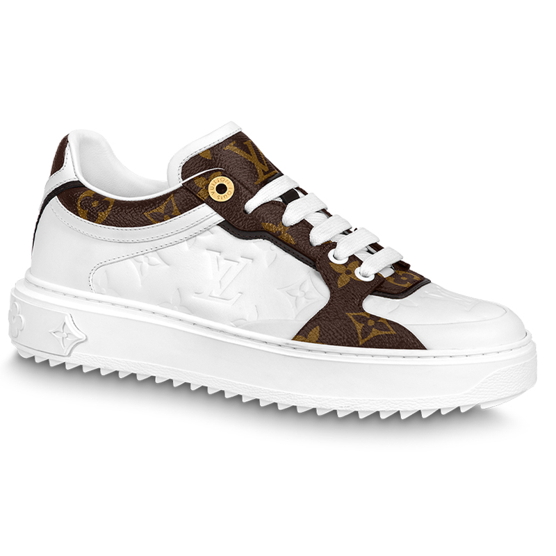 LOUIS VUITTON Time Out Sneakers 'White Monogram With Brown Monogram' Women's