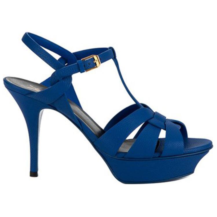SAINT LAURENT Tribute Strap Sandals Women's Blue
