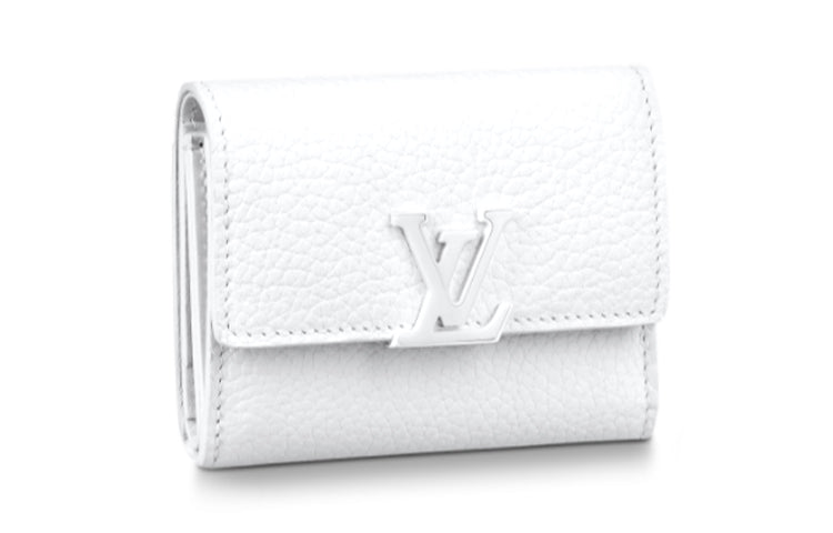 LOUIS VUITTON Capucines Taurillon Leather KapSin Money Clip Wallet Mini Women's White