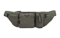 PRADA Recycled Nylon With Patchwork Leather Shoulder Bag Crossbody Bag Sling Bag Fanny Pack Men's Forest Green