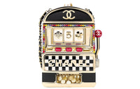CHANEL 23C Early Spring Resin With Rhinestone Chain Bag, Evening Bag, Crossbody Bag Women's Black & Gold