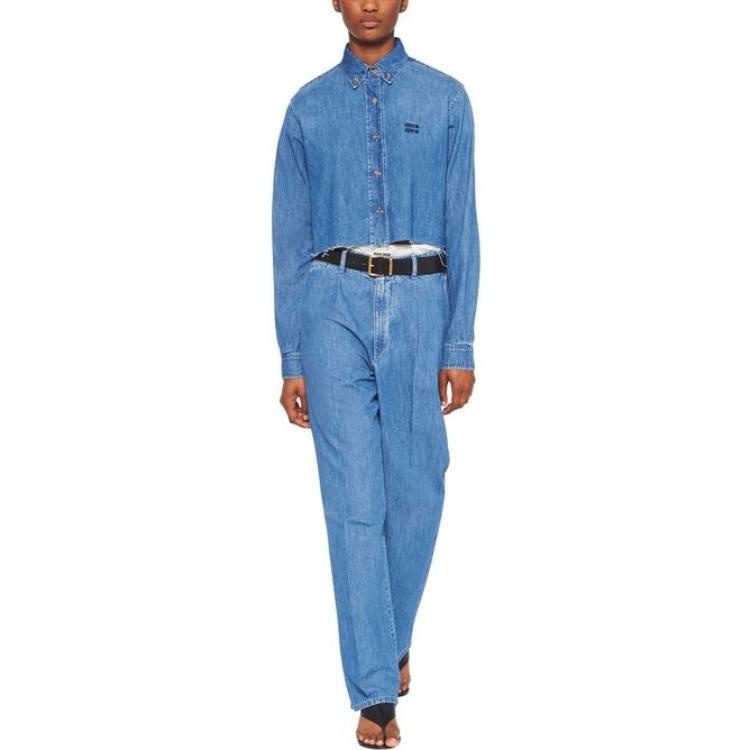 MIU MIU Embroidered logo Denim Shirt