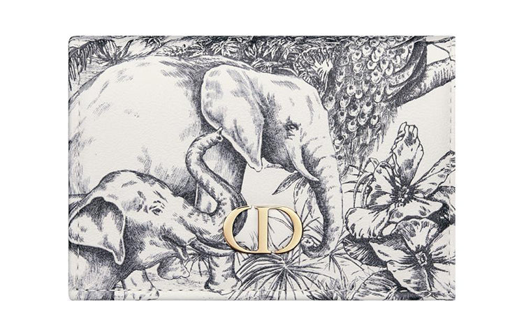 DIOR Caro Calfskin Wallet Extra Small Women's White/Black