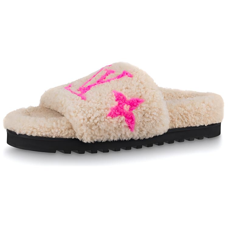 LOUIS VUITTON Slip-Resistant Slide Slippers Women's Beige Yellow