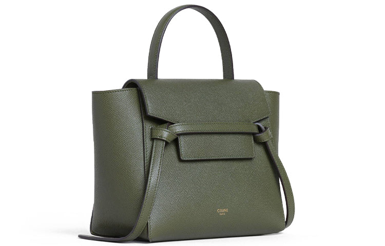 CELINE Grained Calfskin Catfish Bag Handbag Shoulder Bag Crossbody Bag Handbag Women's Candy Color/Khaki Green
