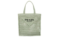 PRADA Raffia Tote Bag, Shopping Bag, Shoulder Bag, Handbag Women's Green