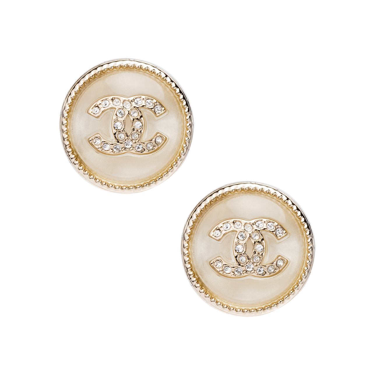 CHANEL Metal Stud Earrings Women's Gold