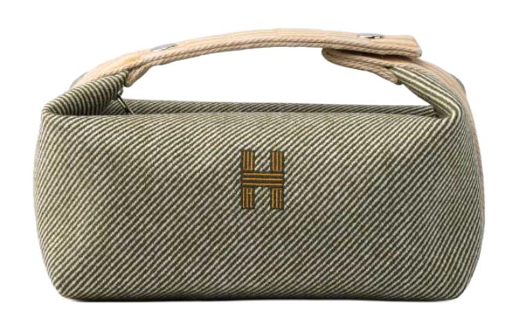HERMES Bride-a-Brac Wool Twill Handbag Toiletry Bag Small Size Women's Forest Green