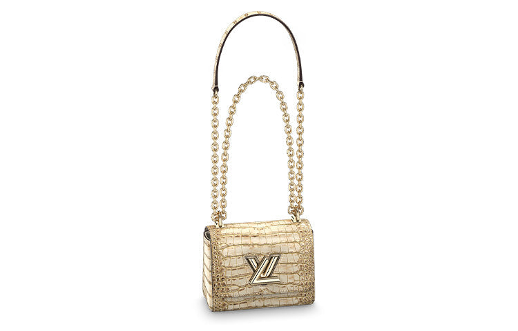 LOUIS VUITTON Twist Short-Snouted Crocodile Leather Shoulder Bag Crossbody Bag Mini Women's Gold