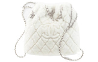 CHANEL Shearling Sheepskin Backpack Large Size Women's White