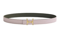 HERMES Mors H Gold Buckle Epsom Calfskin Double-Sided Leather Belt Women's Purple Width: 2.4cm