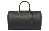 PRADA Symbol Cross-Stitch Leather Handbag Shoulder Bag Crossbody Bag Travel Bag Men's Black