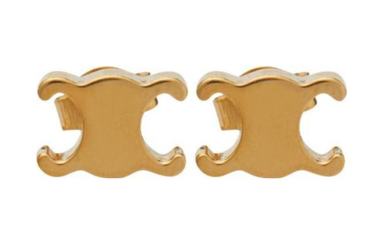 CELINE Brass Stud Earrings Women's Gold