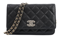 CHANEL WOC Calfskin Wallet On Chain, Shoulder Bag, Crossbody Bag Women's Black