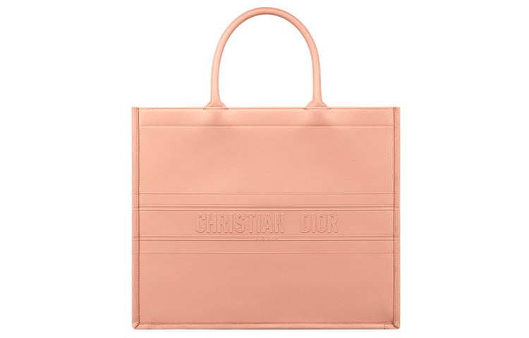 DIOR BookTote Cow Leather Tote Handbag Large Size Women's Rose Pink