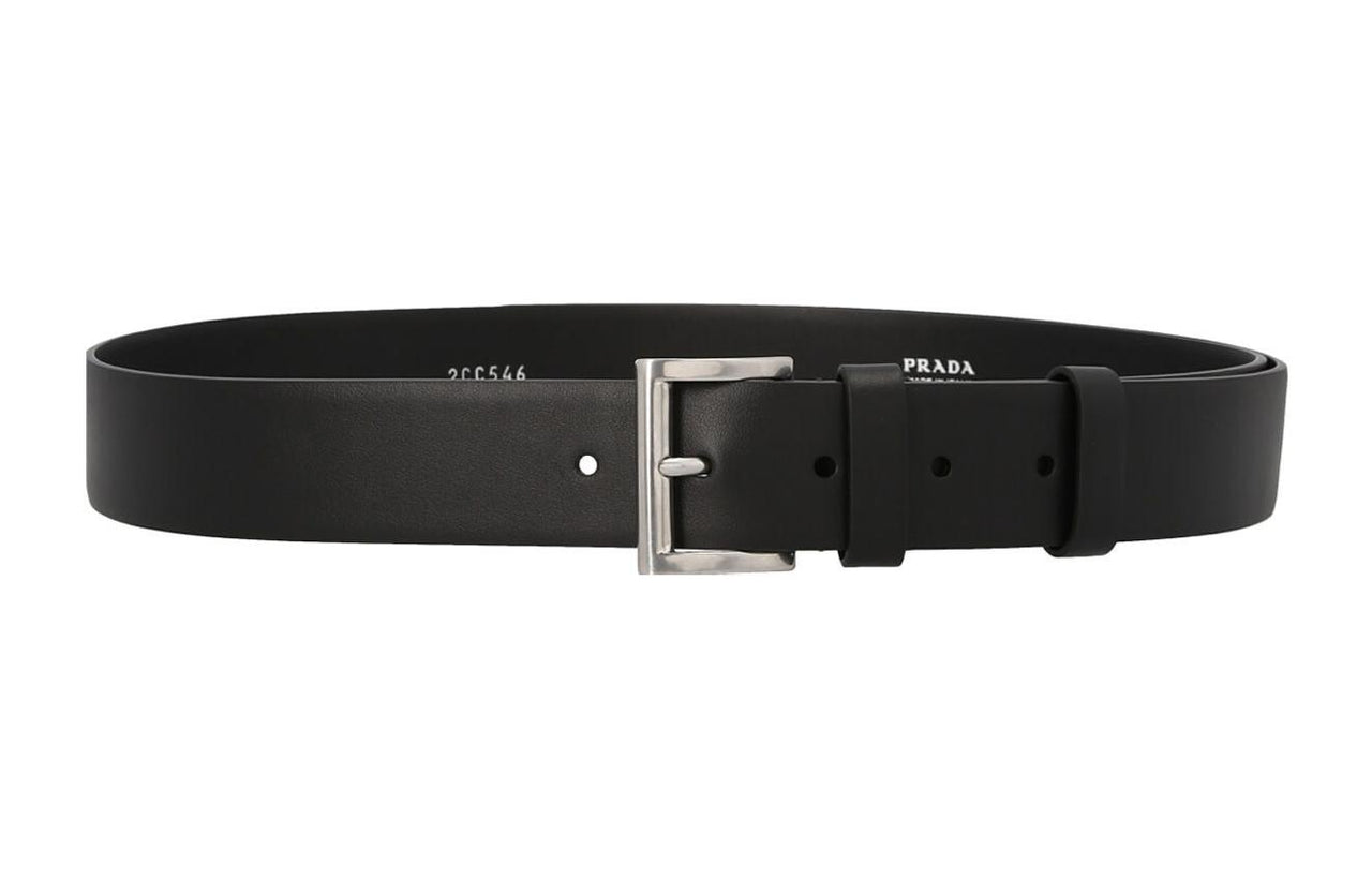 PRADA Leather Belts Men's Black Width  3.5cm