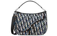 DIOR Saddle Grained Calfskin Saddle Bag Handbag Crossbody Bag Shoulder Bag Regular Men's Black With Navy Accents