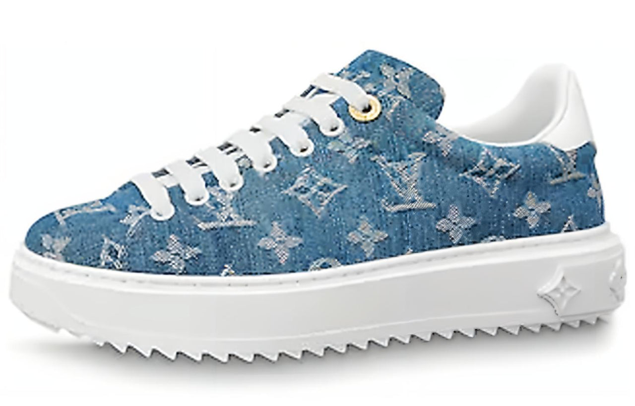 LOUIS VUITTON Time Out Sneakers Denim Blue Women's