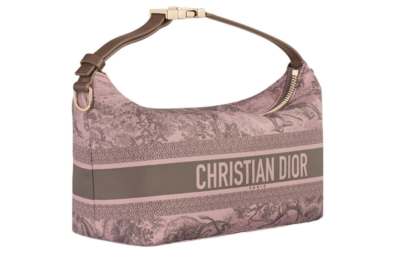 DIOR Technical Fabric Clutch Medium Size Women's Gray/Pink
