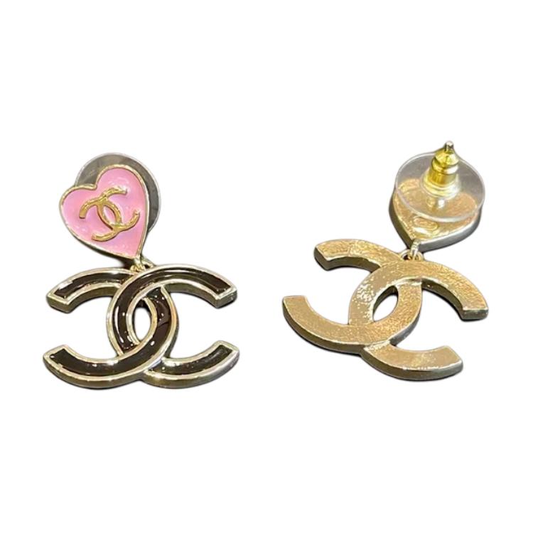 CHANEL Metal Earrings Women's Black