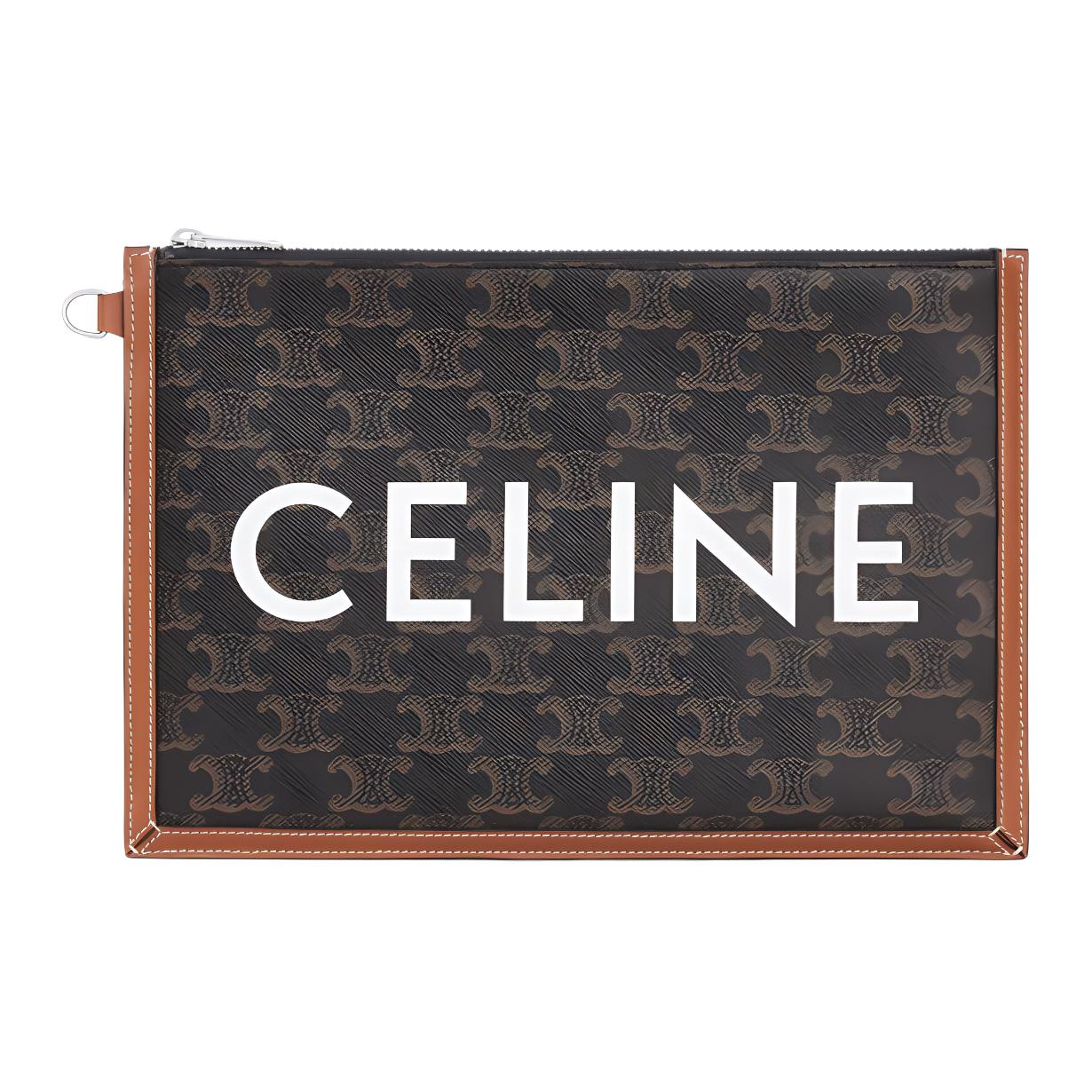 CELINE Cow Leather Binding Clutch Small Size Men's Tawny