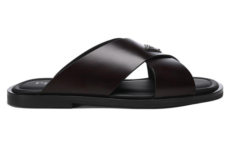 PRADA Brushed-finish Crisscross Slides