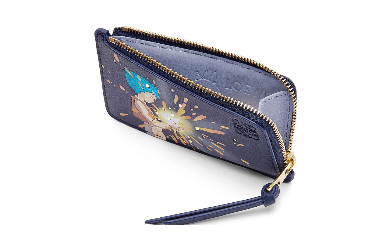 LOEWE Har's Mobile Castle, Collaboration Cow Leather Card Holder Unisex Sea Blue