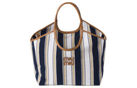 MIU MIU Canvas With Fabric Canvas Bag, Tote Bag, Shopping Bag, Handbag Women's Blue & Sand