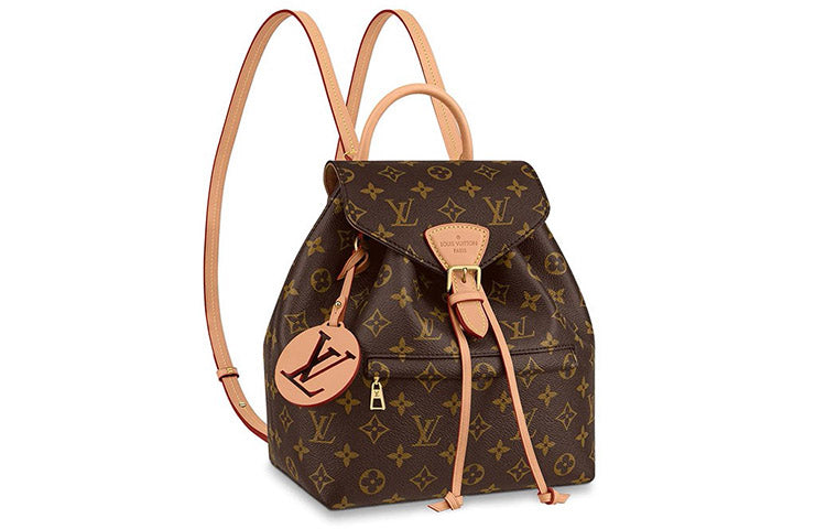 LOUIS VUITTON Montsouris Canvas With Leather And Leather Backpack Small Size Women's Brown