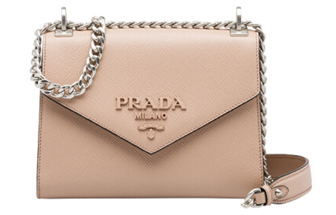 PRADA Calfskin Shoulder Bag Women's Light Pink