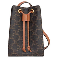 CELINE Canvas paneled Calfskin Trim Crossbody Bag, Shoulder Bag Women's Brown
