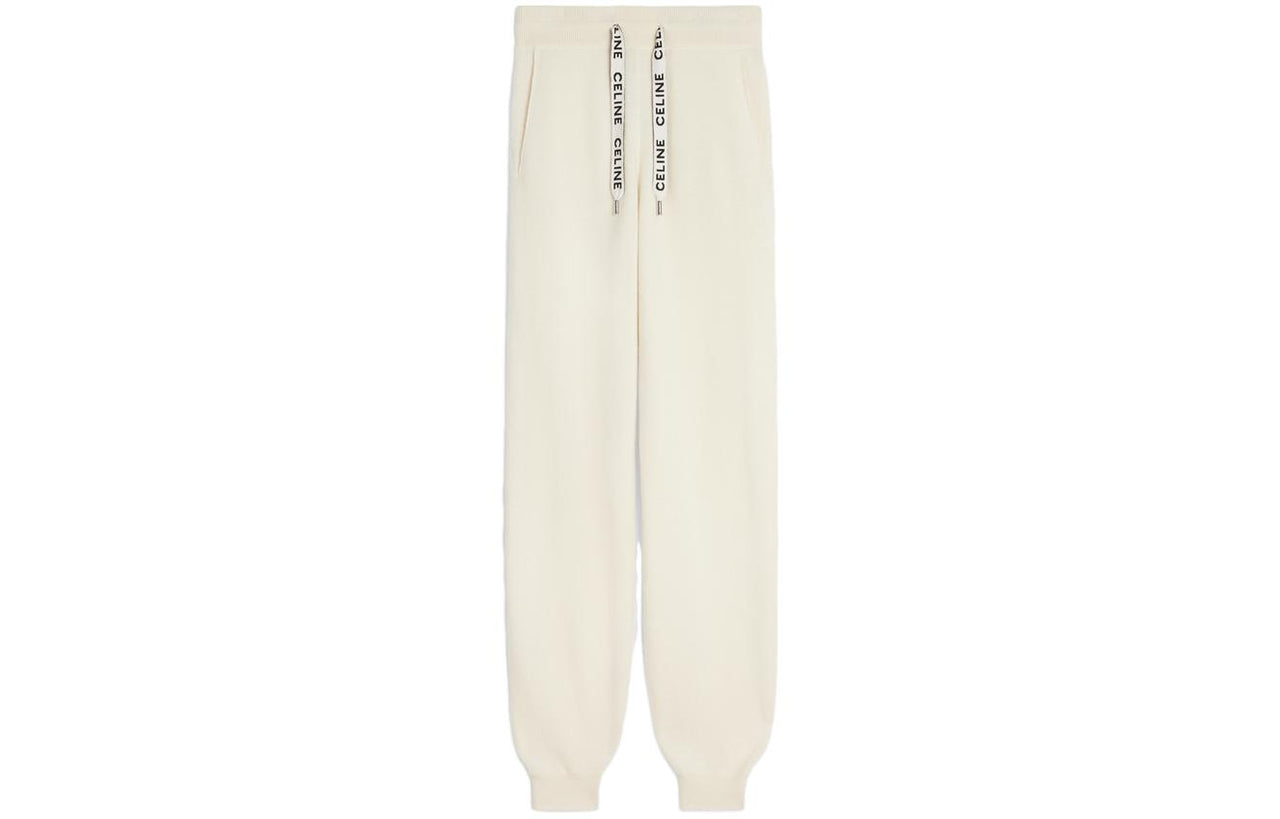 CELINE Knitted Sweatpants Women's White