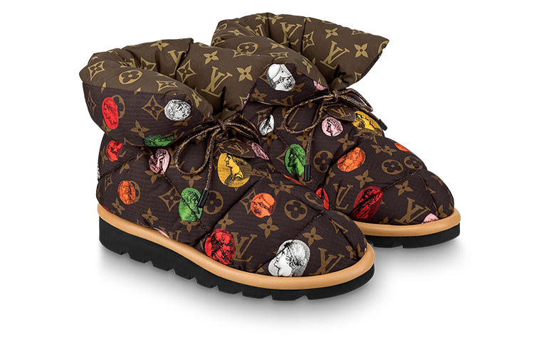 LOUIS VUITTON Pillow Coverage Snow Boots Women's Brown