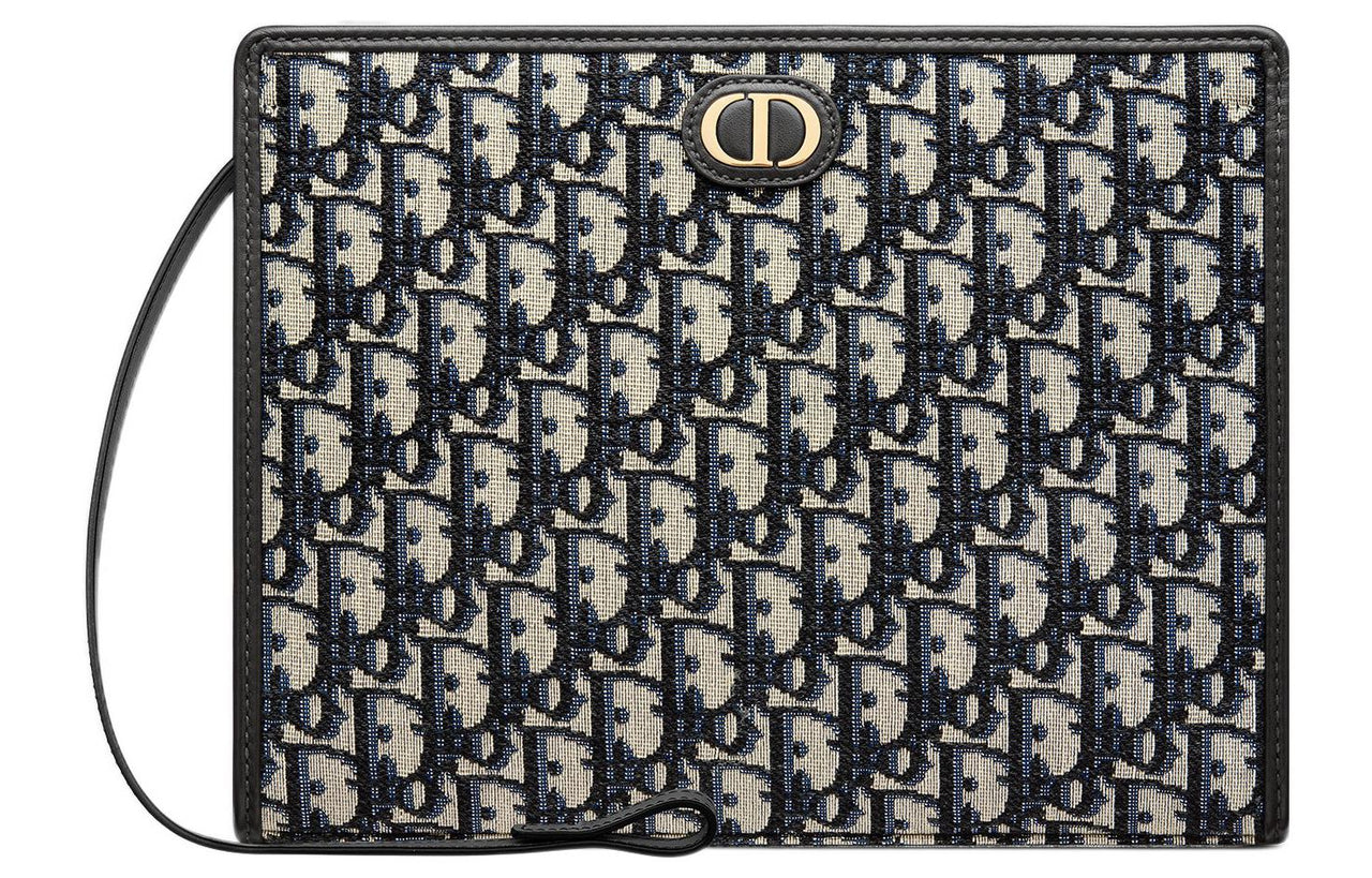 DIOR Montaigne Collection 30 Canvas Toiletry Bag Clutch 30 Women's Denim Blue