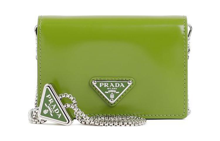 PRADA Calfskin Shoulder Bag Crossbody Bag Wallets Women's Green