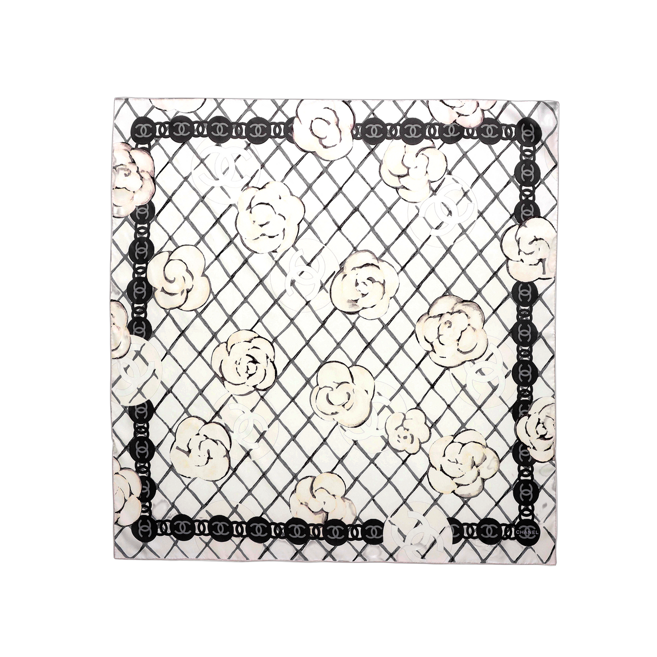 CHANEL Silk Scarves Women's White