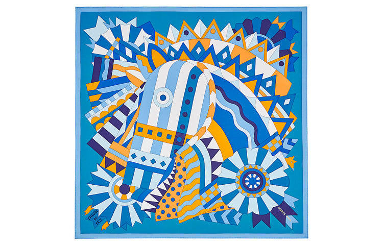 HERMES Silk Scarves Women's Blue