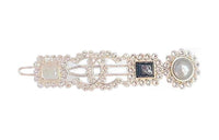 CHANEL Metal Artificial Pearl Colored Glaze Rhinestone Hair Clips Women's Gold