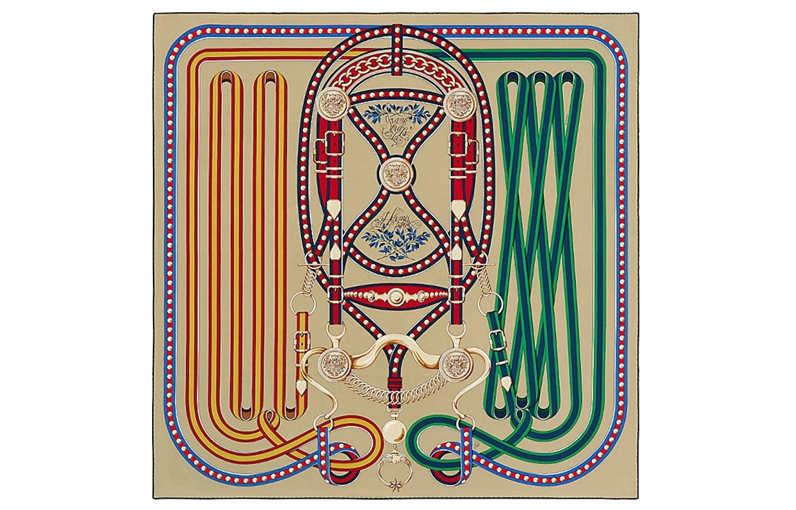 HERMES Silk Scarves Women's Beige Yellow