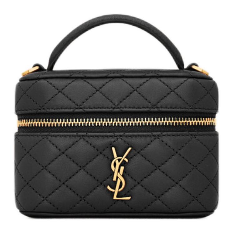 SAINT LAURENT GABY Sheepskin One Shoulder Crossbody Portable Makeup Bag Women's Black