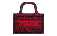 DIOR BookTote Embroidery Tote Bag, Shopping Bag, Handbag Mini Women's Marine Blue/Red
