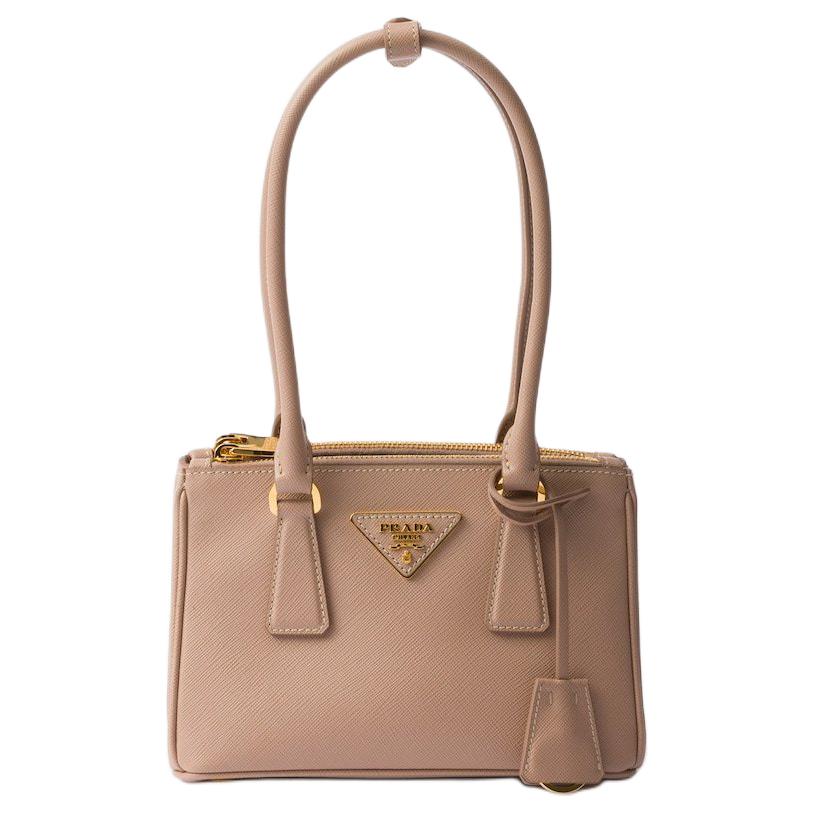 PRADA Leather Portable Crossbody Bag Shoulder Bag Women's Pink Beige