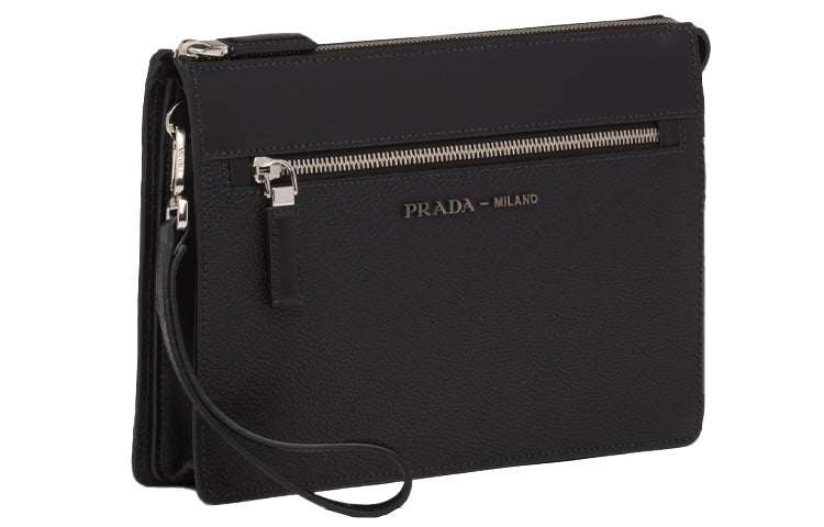 PRADA Calfskin Clutch Men's Black