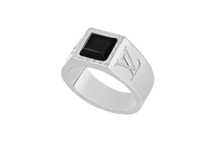 LOUIS VUITTON Onyx Metal Rings Men's Silver
